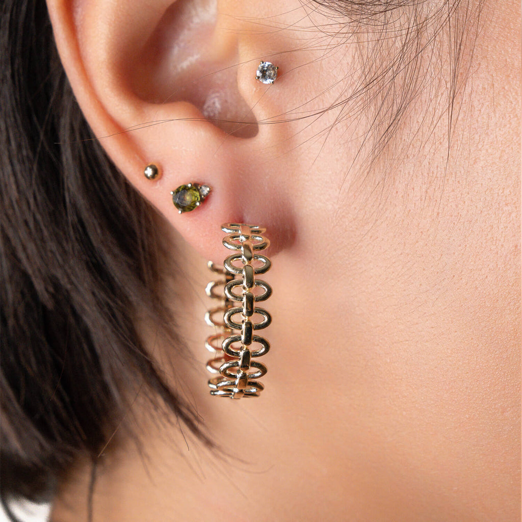 Gold & Honey Landscape Link Hoop Earrings