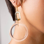 Gold & Honey Link Drop Lucite Earrings