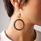 Gold & Honey Link Drop Lucite Earrings