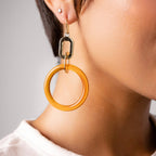 Gold & Honey Link Drop Lucite Earrings