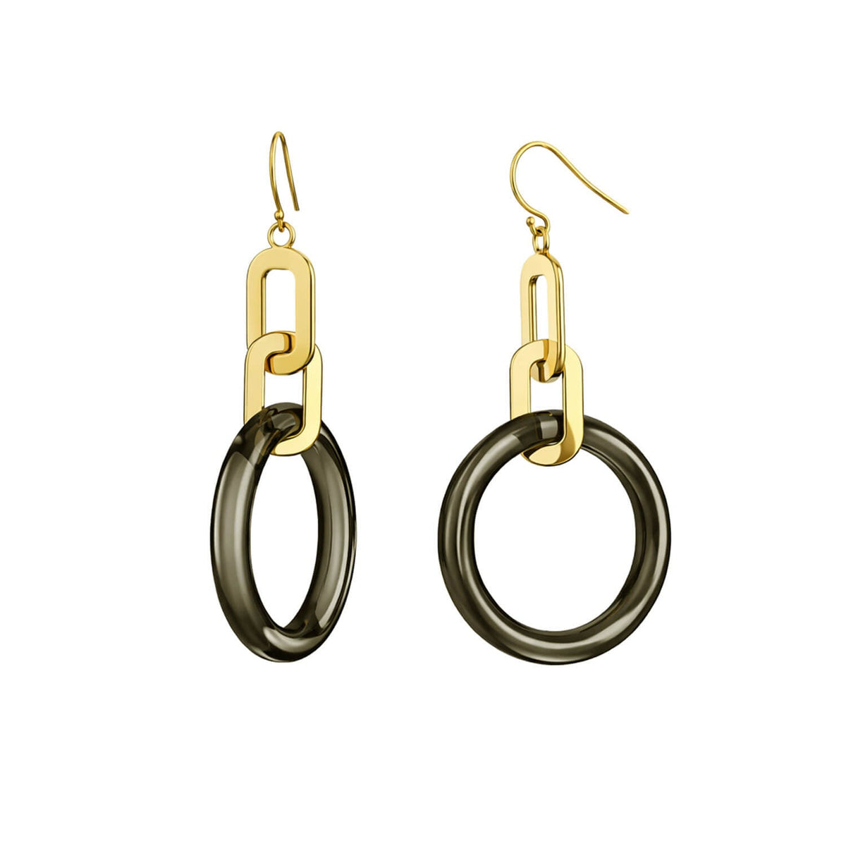 Gold & Honey Link Drop Lucite Earrings