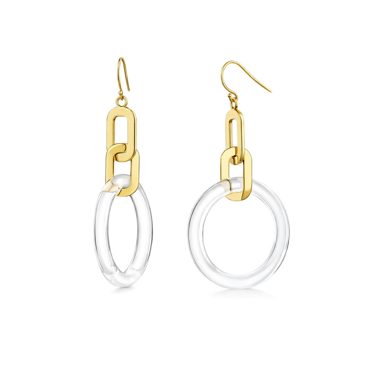 Gold & Honey Link Drop Lucite Earrings