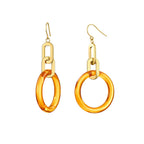 Gold & Honey Link Drop Lucite Earrings