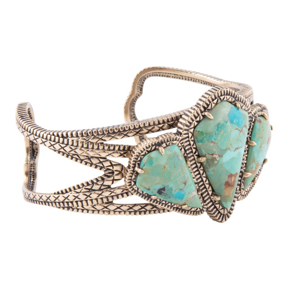 Barse Jewelry Maltese Blue Turquoise Golden Cuff Bracelet