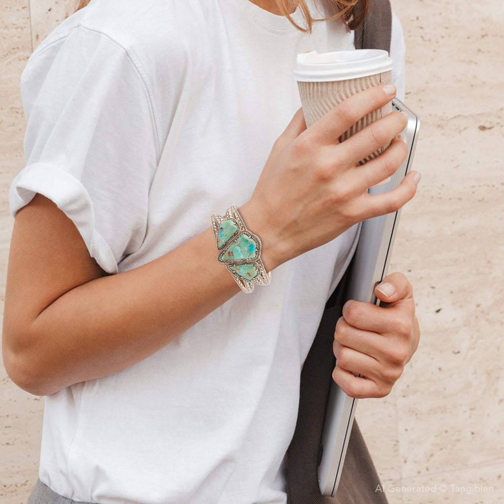 Barse Jewelry Maltese Blue Turquoise Golden Cuff Bracelet