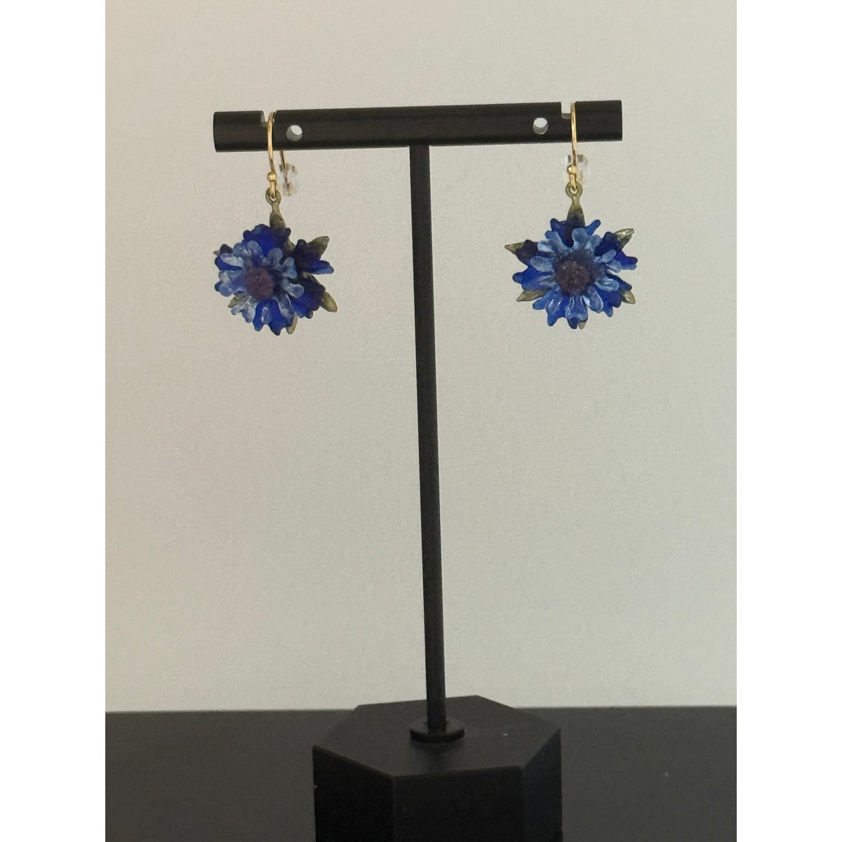 Michael Michaud Cornflower Blue Dangle Wire Earrings - Sarasotabydesign