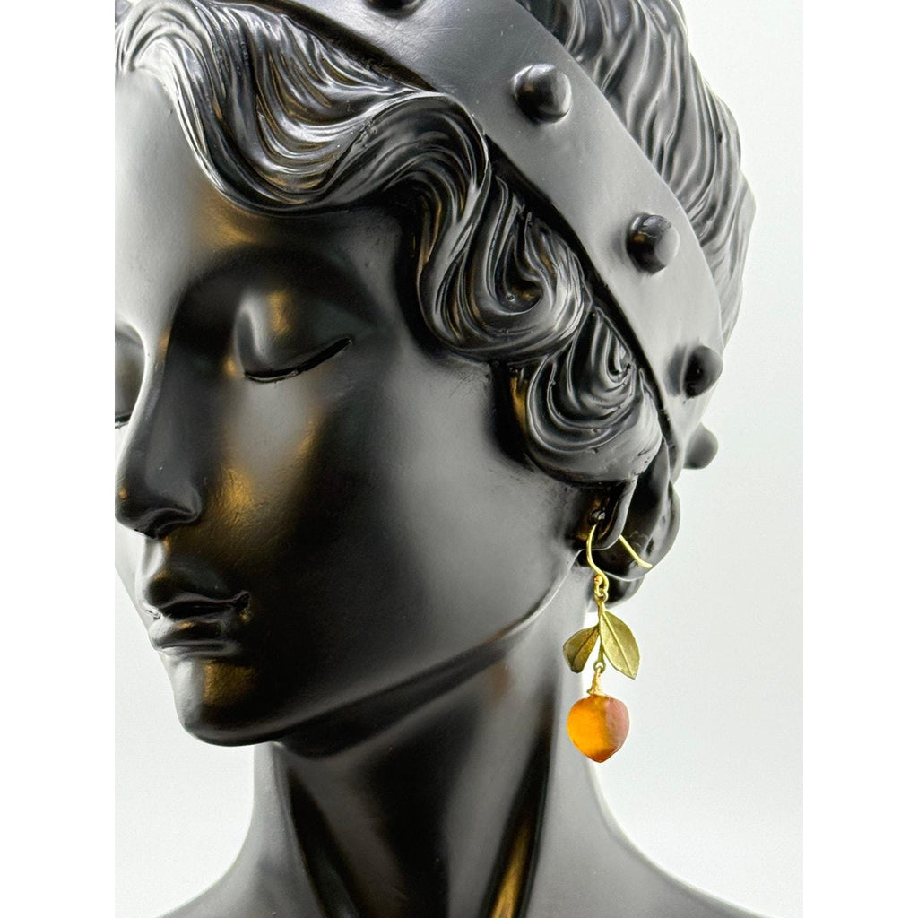 Michael Michaud Orange Blossom Leaf Drop Wire Earrings - Sarasotabydesign
