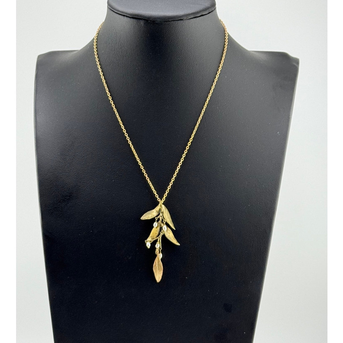 Michael Michaud Tapestry Gold Copper Pearls Pendant Necklace