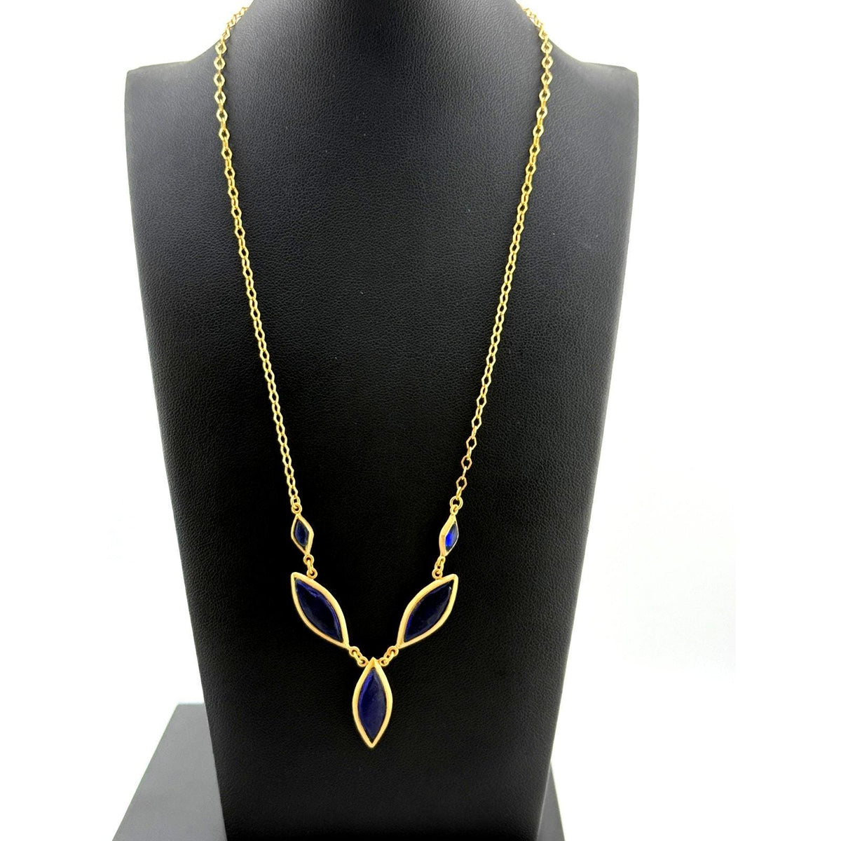 Michael Vincent Michaud 18K Gold Plated Marquis Cobalt Necklace - Sarasotabydesign
