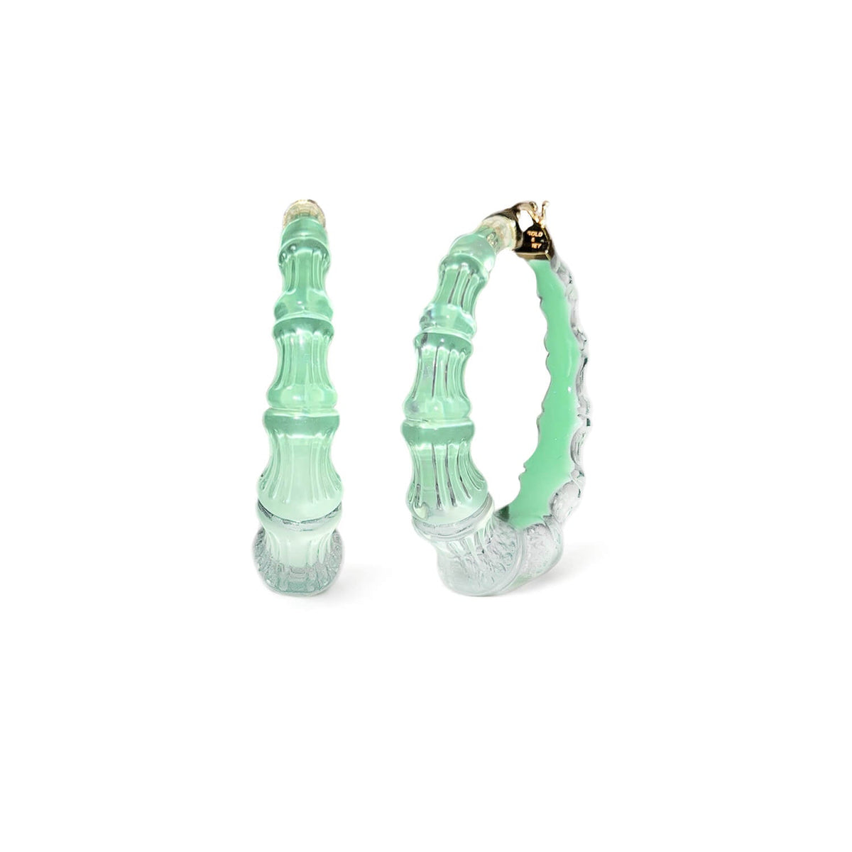 Gold & Honey Bamboo Illusion Lucite Hoop Earrings