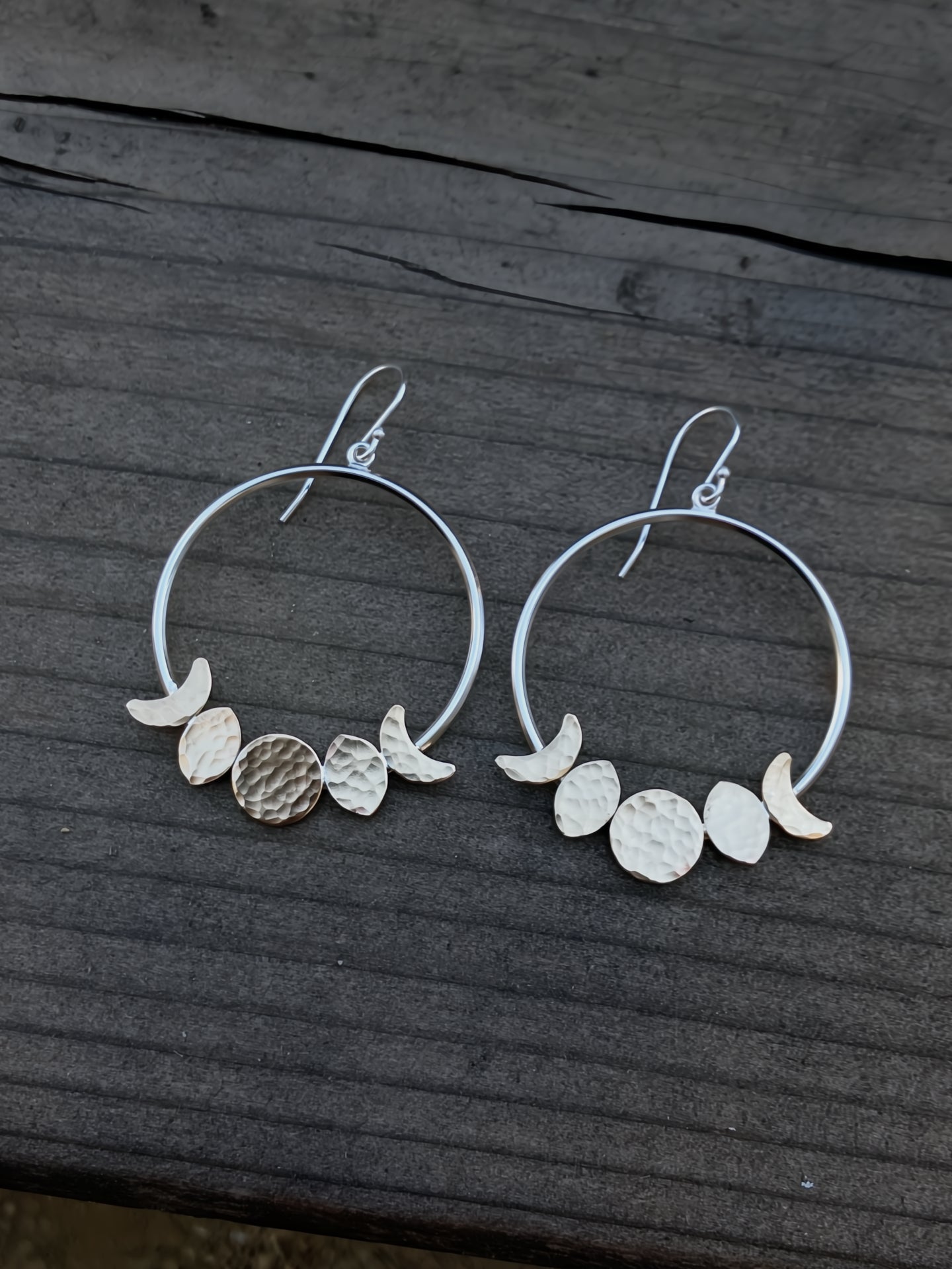 Alison Morse Moon Phase Hoop Earrings in Sterling Silver and Brass