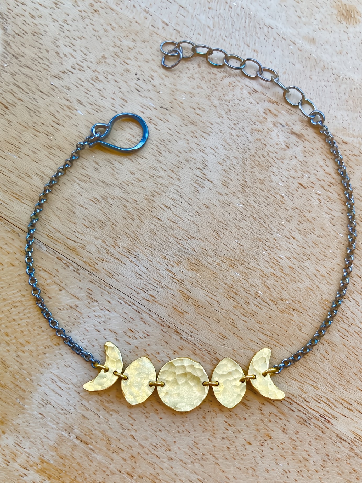 Alison Morse Moon Phase Bracelet in Oxidized Sterling Silver and Brass