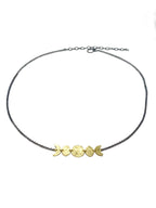 Alison Morse Moon Phase Necklace in Oxidized Sterling Silver and Brass