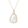 Barse Jewelry White Mother of Pearl Teardrop Golden Pendant Necklace