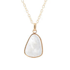 Barse Jewelry White Mother of Pearl Teardrop Golden Pendant Necklace