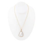 Barse Jewelry White Mother of Pearl Teardrop Golden Pendant Necklace