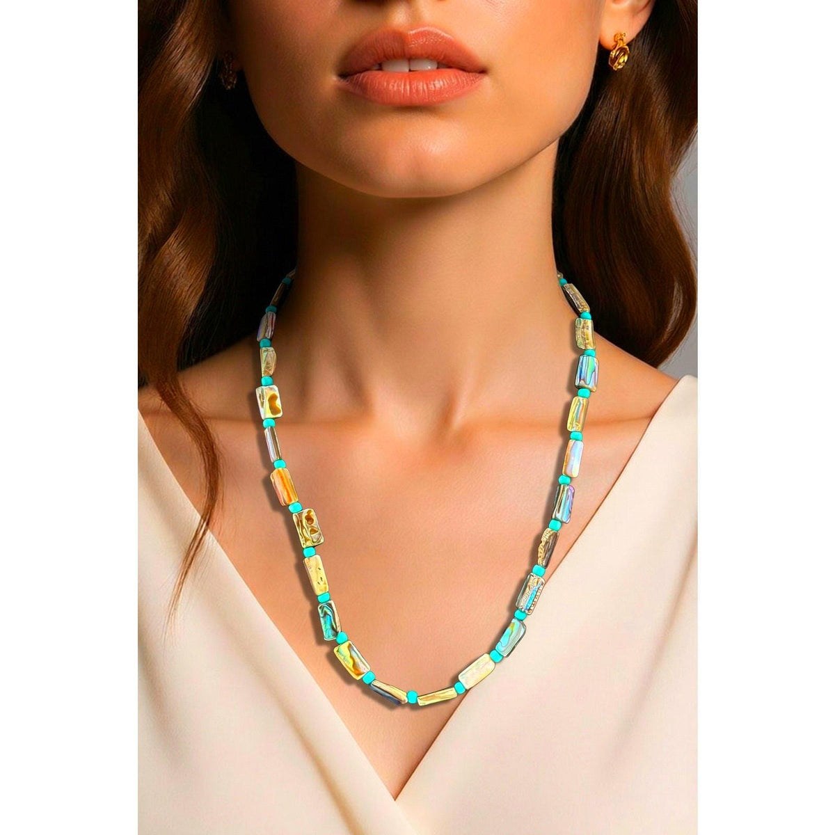 Native American Abalone and Glass Bead Necklace - Sarasotabydesign