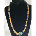 Native American Natural Tiger's Eye and Turquoise Necklace Adjustable - Sarasotabydesign