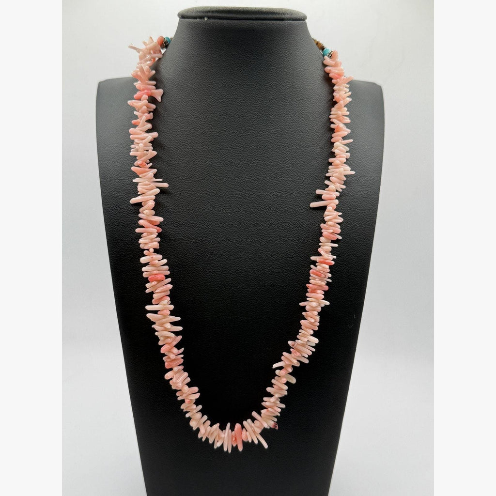 Native American Pink Coral, Turquoise, Seashell Necklace - Sarasotabydesign
