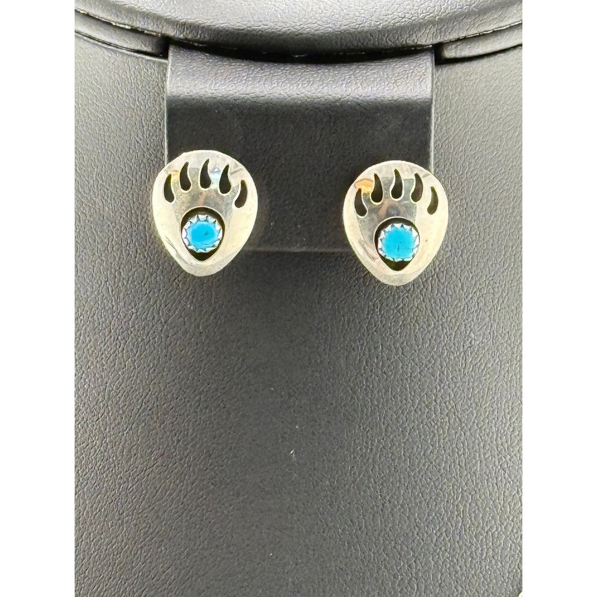 Native American Sterling Silver Turquoise Bear Claw Set - Sarasotabydesign