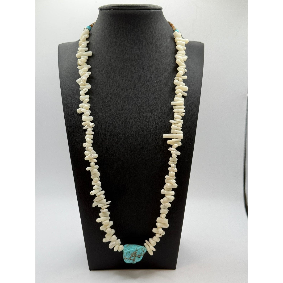 Native American White Coral, Turquoise, Seashell Necklace - Sarasotabydesign