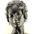 Navajo Cecil Sanders CS Sterling Silver Turquoise Stud Earrings