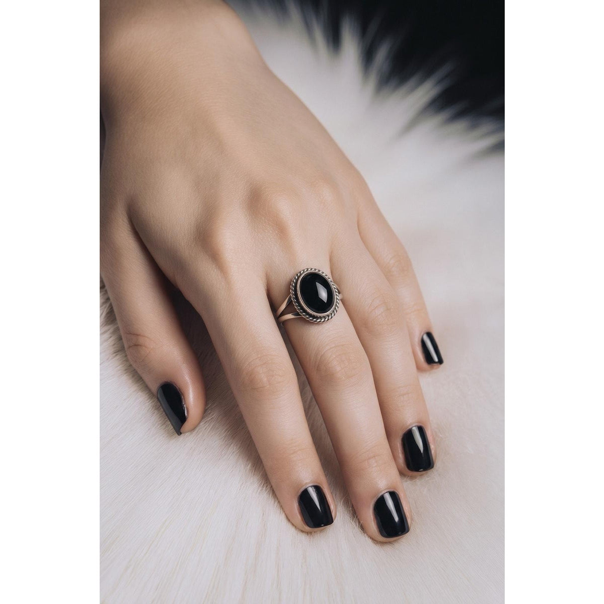 Navajo Handmade Sterling Silver Black Onyx Band Ring Byron Begay Size 6.75 - Sarasotabydesign