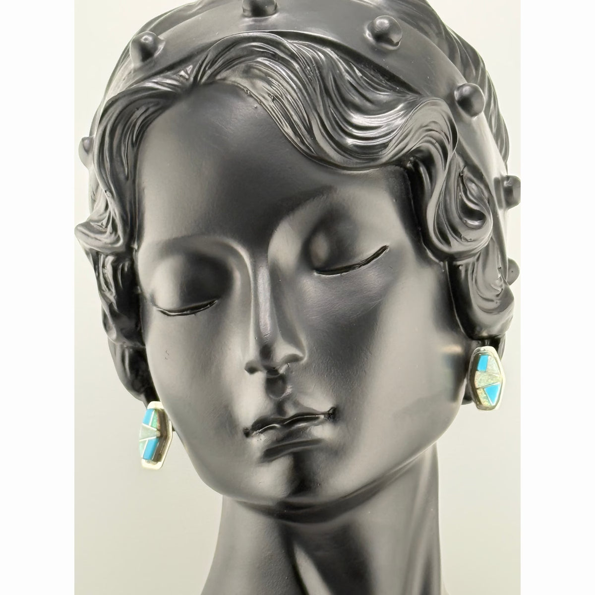 Navajo Jessica Claw JC Sterling Silver Turquoise Stud Earrings