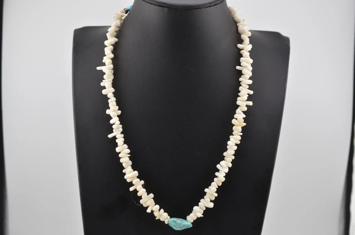 Navajo Mary W Roanhorse Handmade Coral and Turquoise Necklace