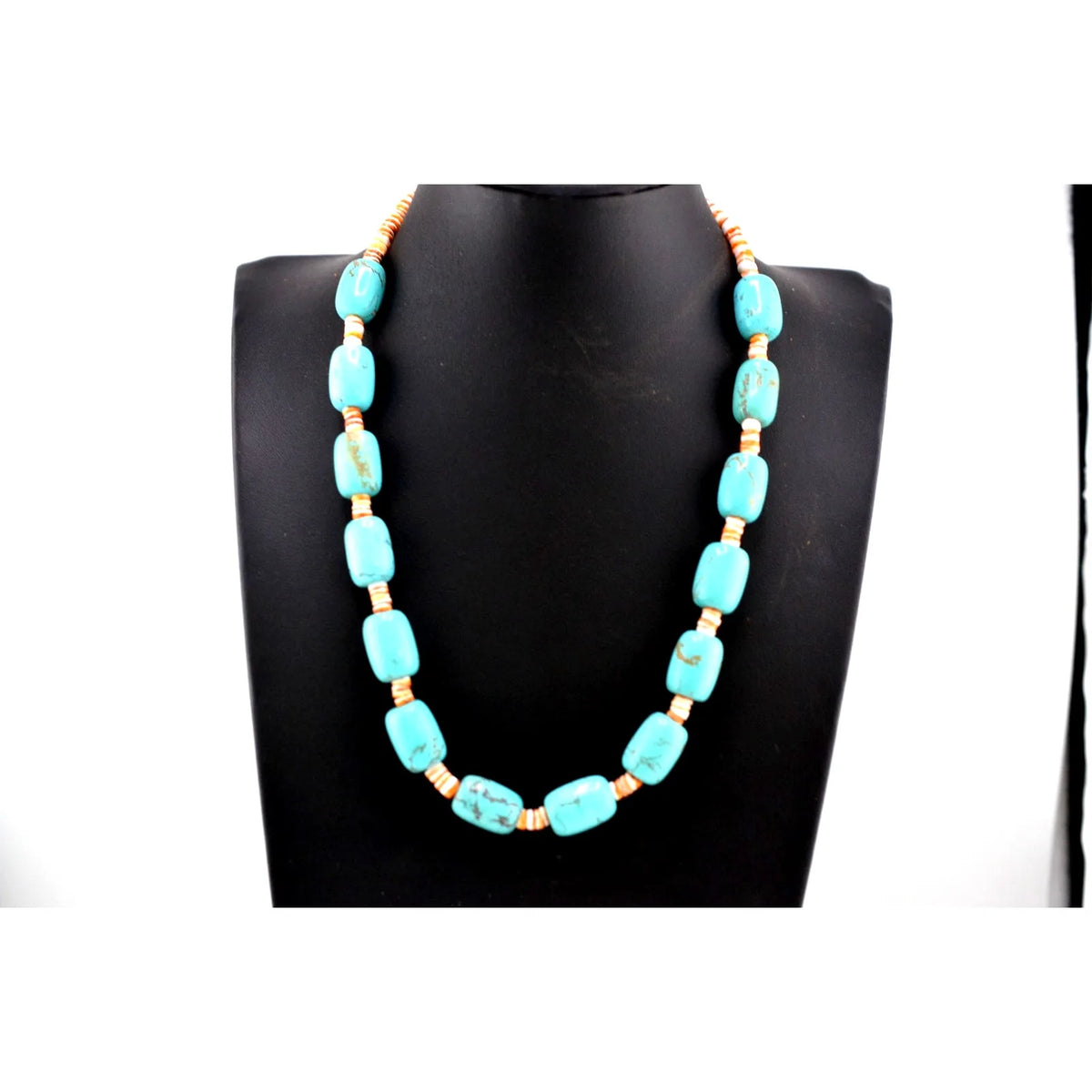 Navajo Mary W Roanhorse Handmade Shell Heishi, Mosaic Turquoise Necklace