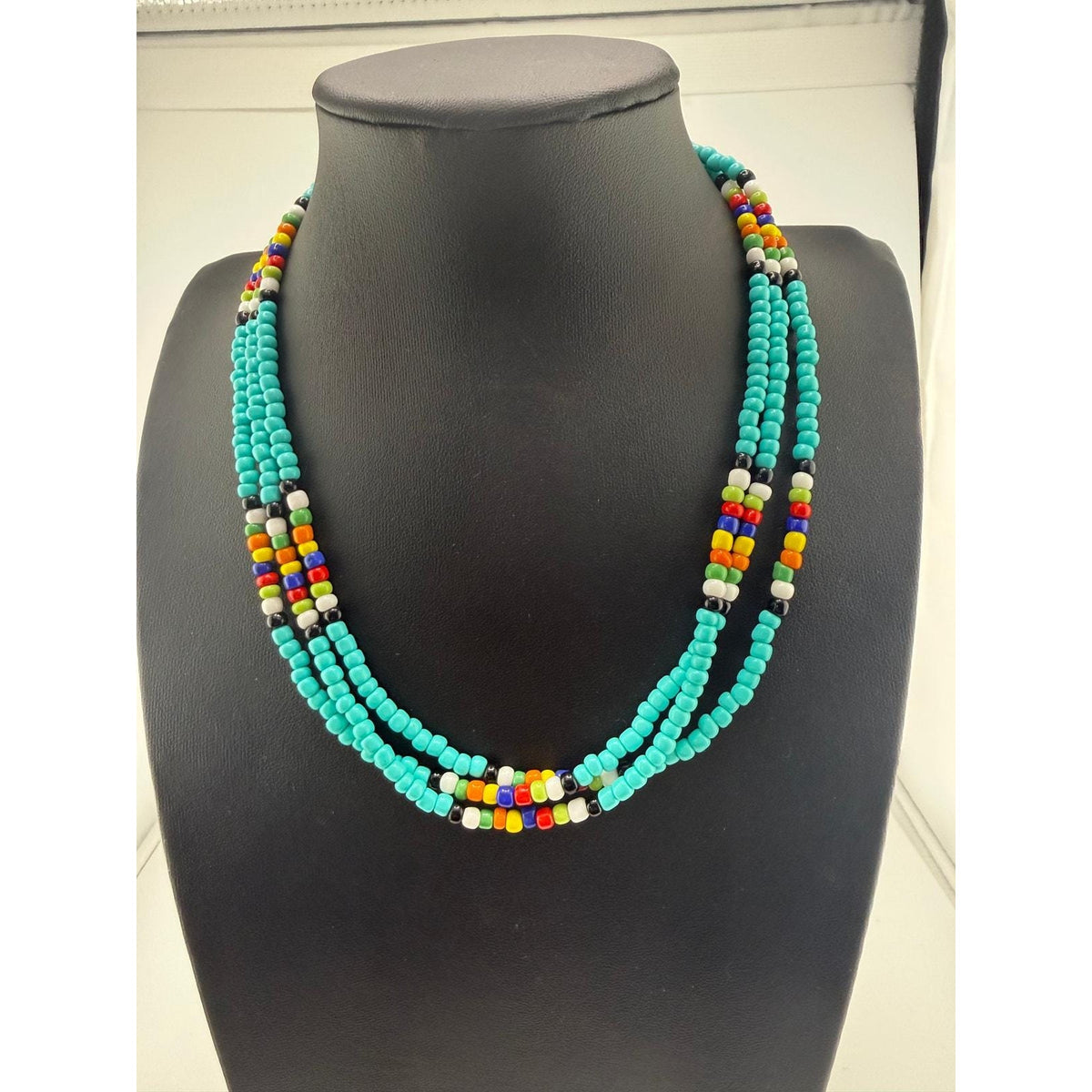 Navajo Mary W Roanhorse Multi Strand Glass Bead Choker Necklace - Sarasotabydesign