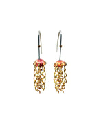 Alison Morse Mini Red Copper Jellyfish Earrings with White Pearls and Hypoallergenic Niobium Earwires