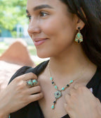 Barse Jewelry Barcelona Black Onyx and Blue Turquoise Golden Y-Necklace