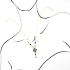 Barse Jewelry Barcelona Black Onyx and Blue Turquoise Golden Y-Necklace