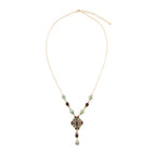 Barse Jewelry Barcelona Black Onyx and Blue Turquoise Golden Y-Necklace