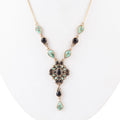 Barse Jewelry Barcelona Black Onyx and Blue Turquoise Golden Y-Necklace
