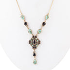 Barse Jewelry Barcelona Black Onyx and Blue Turquoise Golden Y-Necklace