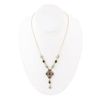 Barse Jewelry Barcelona Black Onyx and Blue Turquoise Golden Y-Necklace