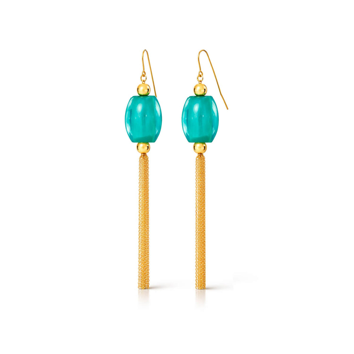 Gold & Honey Tassel Bead Drop Earrings