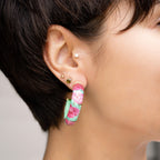 Gold & Honey Peony Illusion Hoop Earrings
