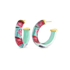 Gold & Honey Peony Illusion Hoop Earrings
