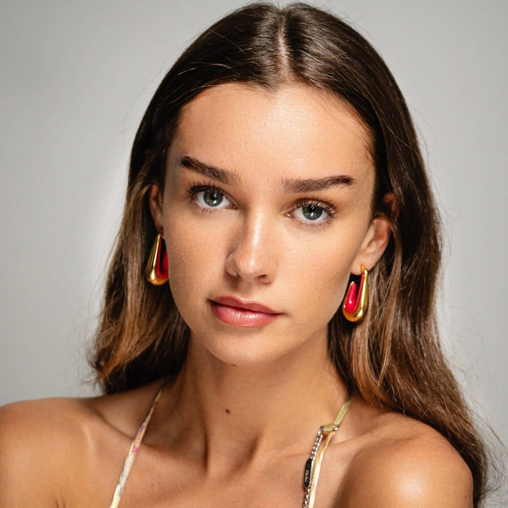 Gold & Honey Drop Hoop Earrings