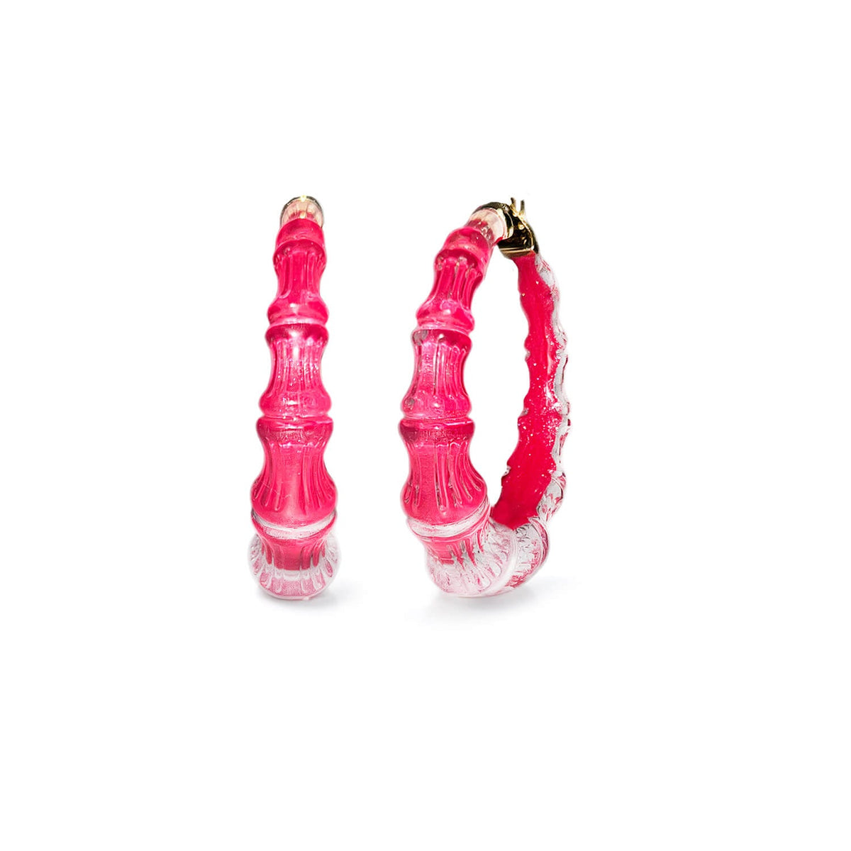 Gold & Honey Bamboo Illusion Lucite Hoop Earrings