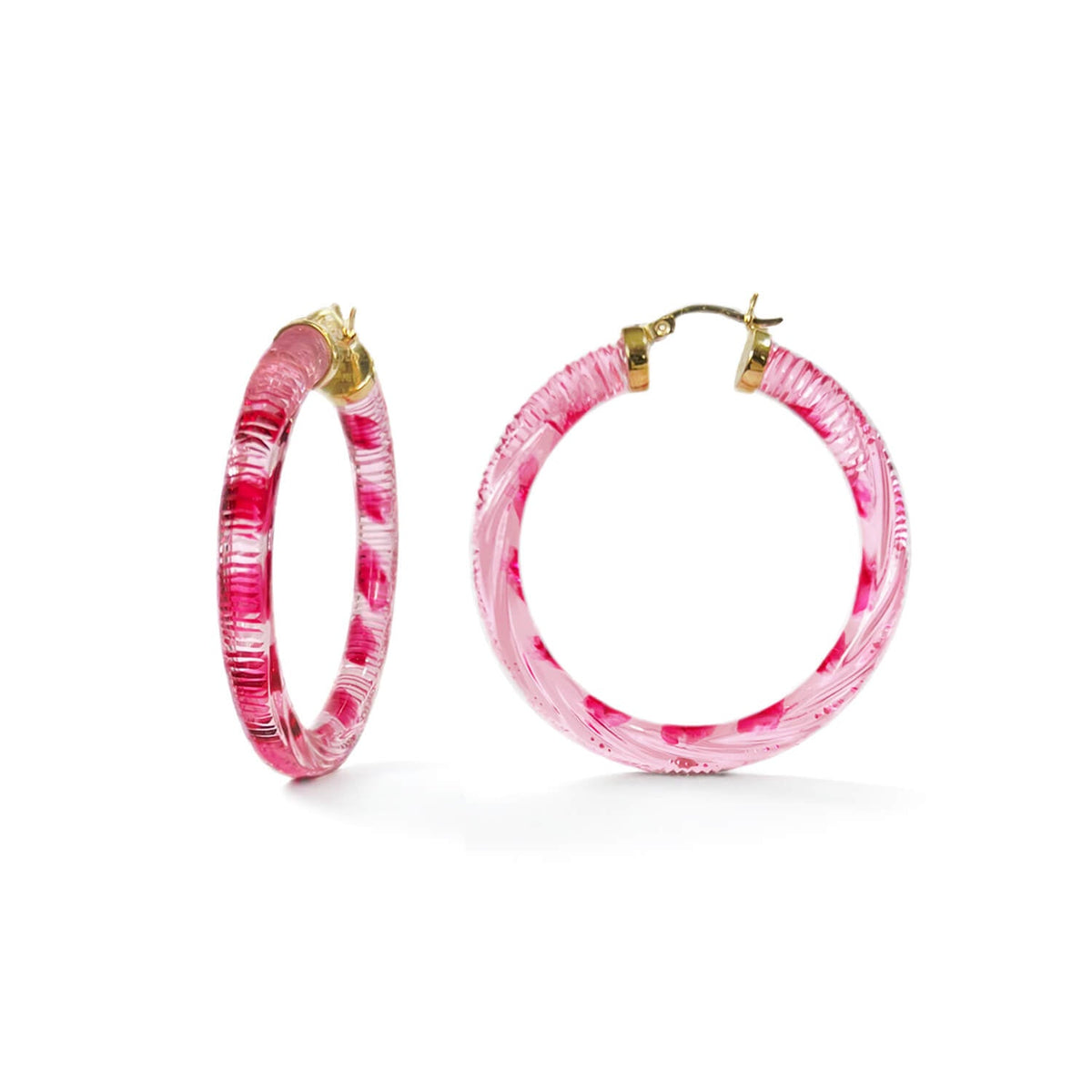Gold & Honey Stripe Painted INSTYLE Lucite Hoop Earrings