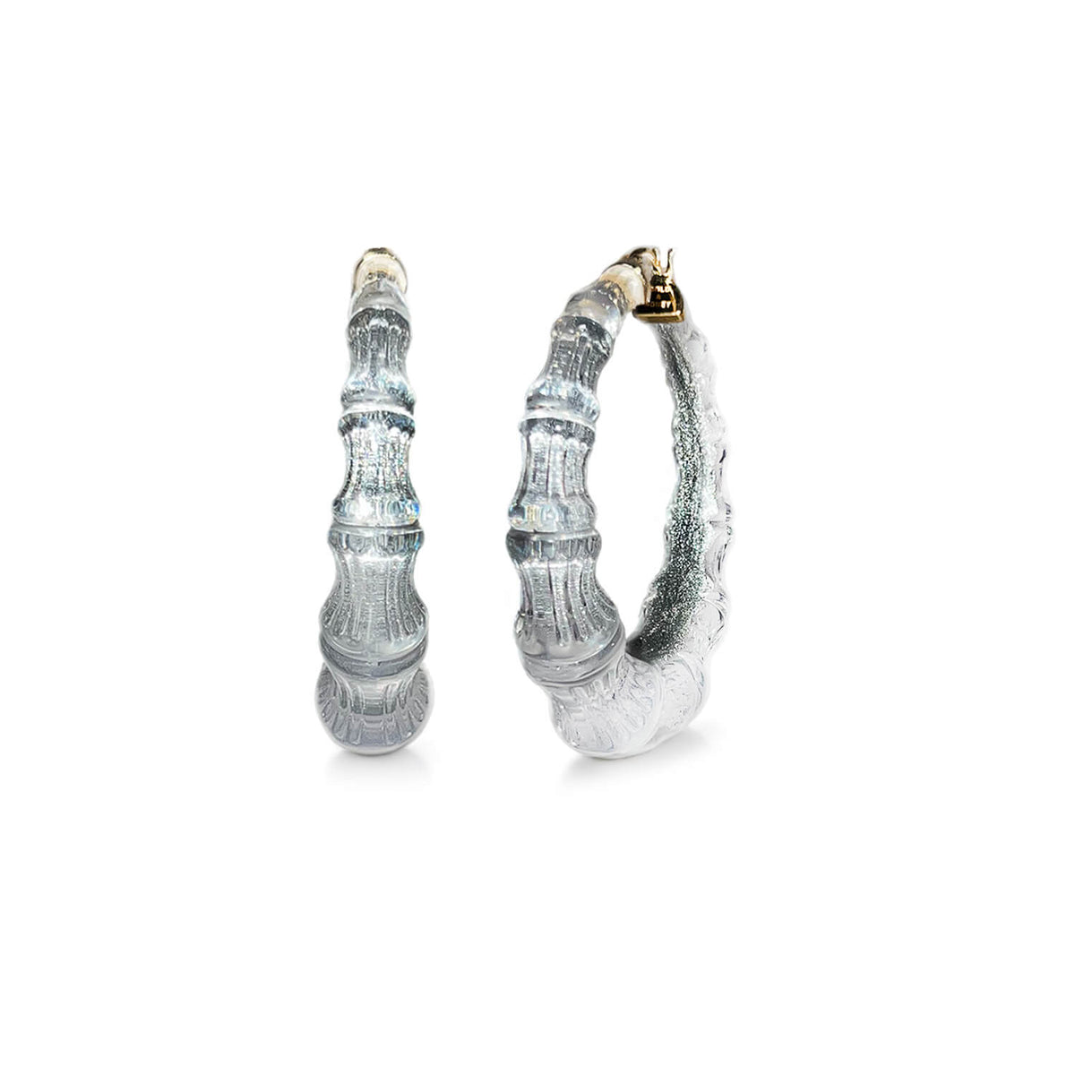 Gold & Honey Bamboo Illusion Lucite Hoop Earrings