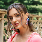 Gold & Honey Tie Dye Lucite Hoops in Blue