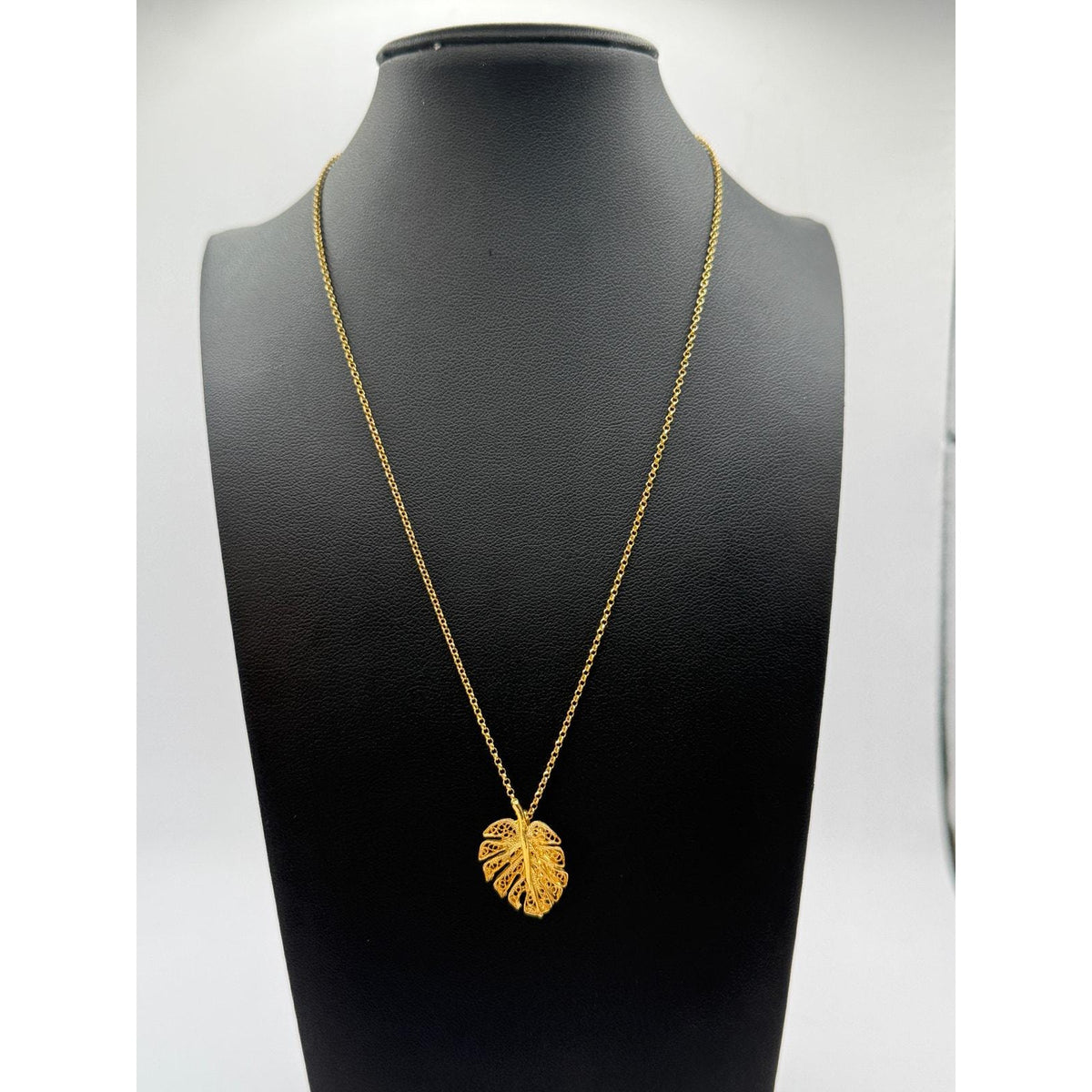 Portuguese Gold Plated Sterling Silver Monstera Leaf Pendant Necklace - Sarasotabydesign