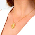 Portuguese Gold Plated Sterling Silver Monstera Leaf Pendant Necklace - Sarasotabydesign