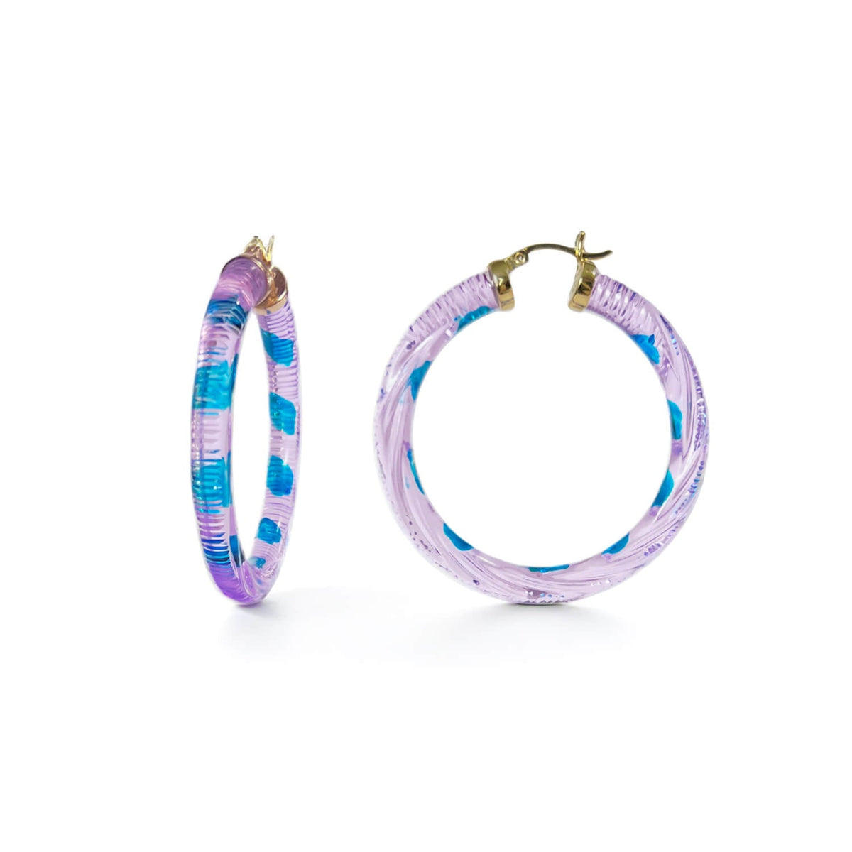 Gold & Honey Stripe Painted INSTYLE Lucite Hoop Earrings
