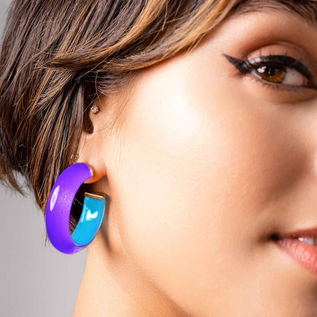 Gold & Honey Small Illusion Inside Out Lucite Hoop Earrings